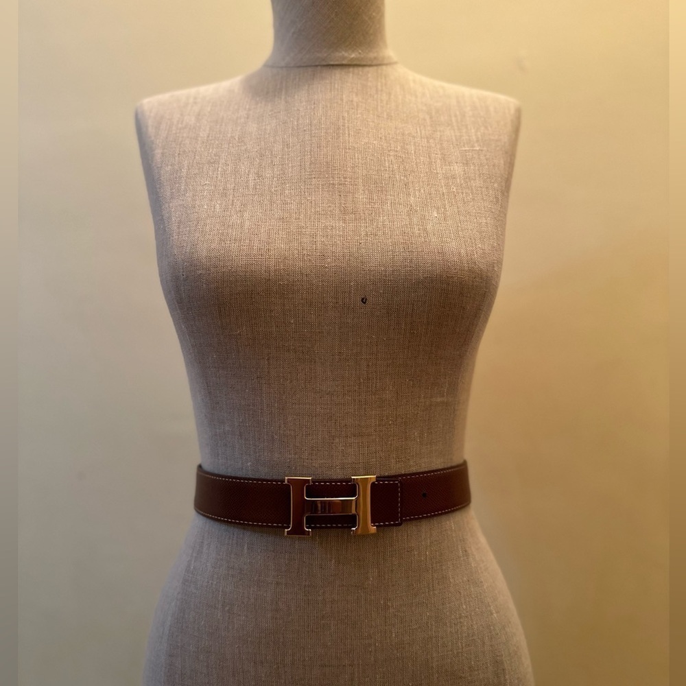 HERMES reversible leather belt in gold hardware - Picture 2 of 16